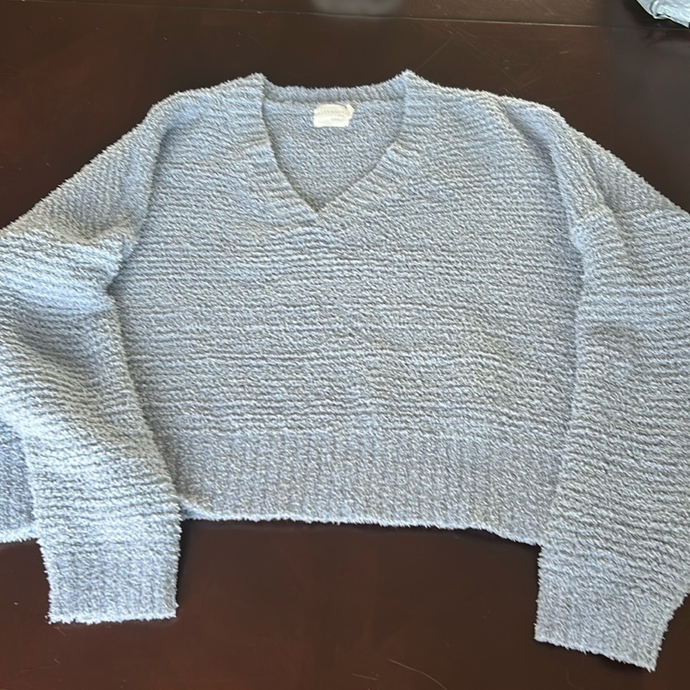 Woman’s light blue cropped v neck sweater M/L by Dreamer by debut